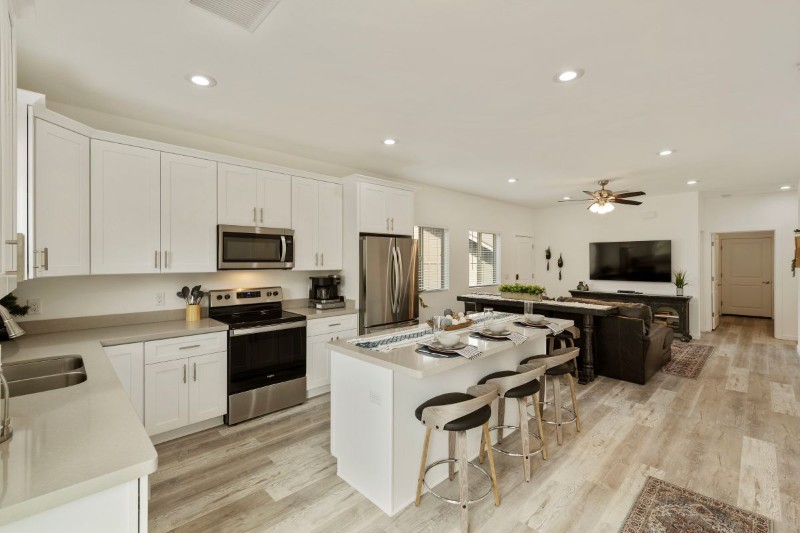 Kitchen with island and stainless appliances